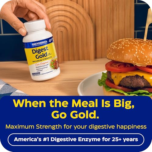 Image of Enzymedica Digest Gold - Digestive Enzyme Supplement for Women & Men, Enzyme Capsules for Digestion, Gut Health Support, Helps Gas & Bloating, ATPro Energy Support, Maximum Strength, Vegan - 240 Caps