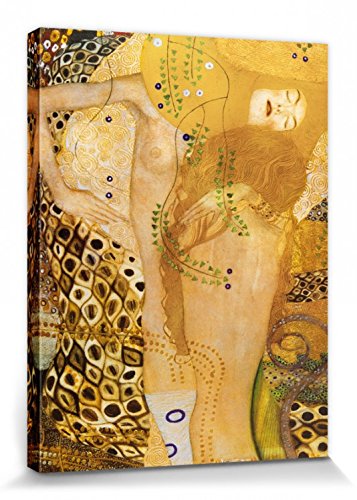 1art1 Gustav Klimt Poster Impression Sur Toile Serpents D'Eau, 1904–1907 Affiche Murale XXL Encadrée | Tendue Sur Cadre En Bois | Tableau 40x30 cm
