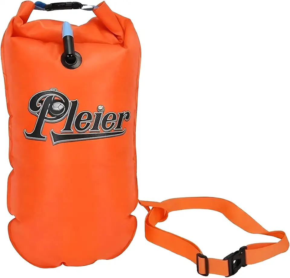Boia Flutuador para Natação em Águas Abertas Inflável sinalizador de Segurança com saco estanque para triatlon Treinamento - Pleier