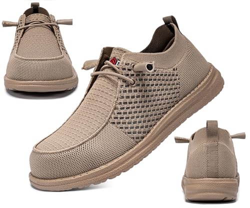 Image of LARNMERN Slip On Steel Toe Shoes Men Lightweight Comfortable Lounging Walking Sneakers Steel Toe Loafers