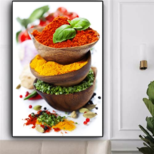 Toile art peinture grains épices cuisine 80x110cm affiche murale restaurant sans cadre