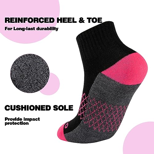 eallco Womens Athletic Ankle Socks Quarter Cushioned Running Socks Hiking Sport Socks 6 Pairs4