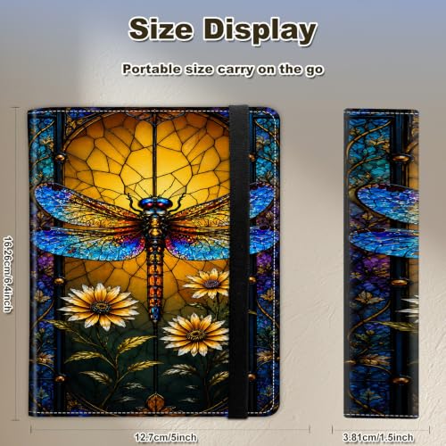 Image of Photo Album 4x6 120 Photos with Strong Elastic Band Stained Glass Dragonfly | Large Capacity Premium Leather Picture Album, Portable Wallet Albums Photo Book for Family Anniversaries Wedding Baby