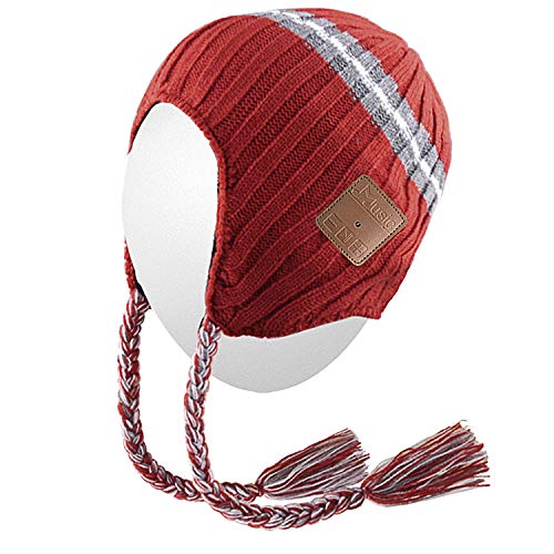 Qshell Wireless Bluetooth Beanie Hat Braid Headphones Headsets Speakers Mic Hands Free for Womens Mens Outdoor Sports Lifestyle,Compatible with iPhone 7/7 Plus,Samsung, Orange