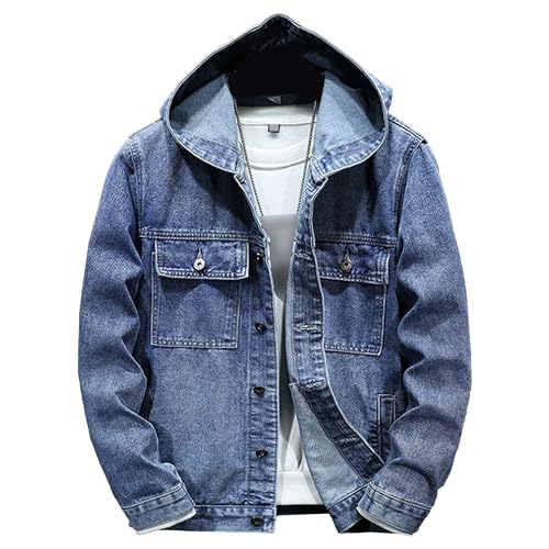Manteau denim homme à capuche coton idéal pour vos sorties urbaines décontractées