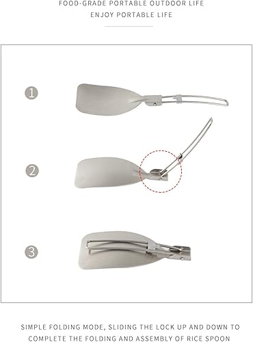 Miniatura 7 de Espátula plegable, mini espátula portátil de acero inoxidable para acampar con mango plegable, espátula de metal, vajilla de picnic, espátula de