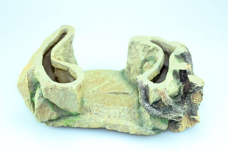Plate-Forme de Repos, Grotte Reptiles et cachette for lézard Tortue, Habitat d'aquarium Roche for décor d'angle, 24 16 9 cm