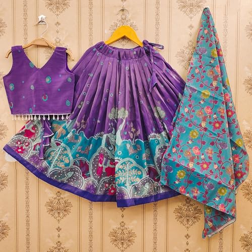 Image of Girls Simar Soft Silk New Traditional Printed Readymade Lehenga Choli -Ethnic Wear Wedding Outfits (Suitable For Girls 2 To 8 Year)