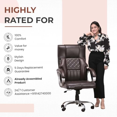 Image of GOYALSON Director Ergonomic High-Back Executive Office Revolving Chair with Lumbar Support (Coffee)