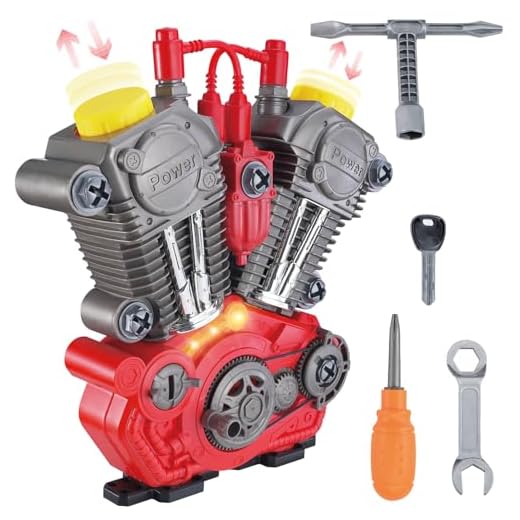 Engine Building Toy Kit with Lights, Sounds & 20+ Mechanic Tools - Educational Boys Gift