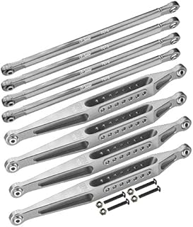 Aluminum 7075-T6 Upper & Lower Link Bar Set for Losi 1:8 LMT 4WD Solid Axle Monster Truck LOS04022 / LMT Grave Digger/Son-uva Digger LOS04021 Upgrades - Silver