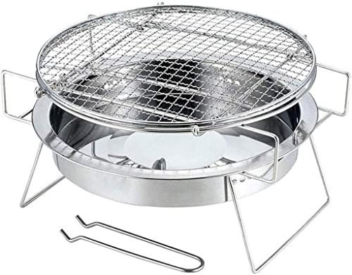 WENSHENG Barbacoa Redonda Simple Plegable, Parrilla de carbón, Parrilla Ligera y Plegable de Acero Inoxidable para Acampar, Picnic, Viajes al Aire Libre
