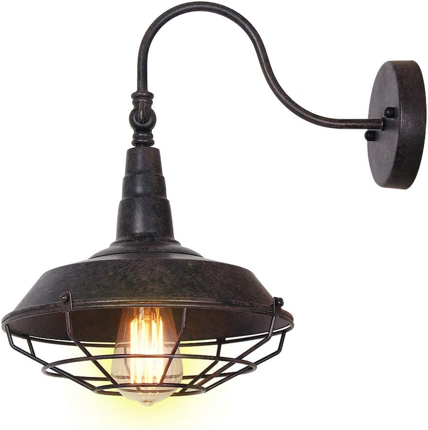 Eumyviv W0013 1-Light Industrial Metal Wall Sconces with Metal Shade Retro Rustic Loft Antique Wall Lamp Edison Vintage Decorative Wall Light Fixtures Lighting Luminaire