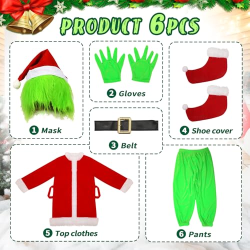Disfraz Completo de Monstruo Verde Navideño para Niños miniatura 4
