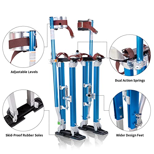 Hooomyai 24"-40" Drywall Stilts Aluminum Tool Stilt Height Adjustable Lifts Taping Paint Stilt For Sheetrock Painting Finishing Pruning Branches Or Cleaning, Blue #TOP4