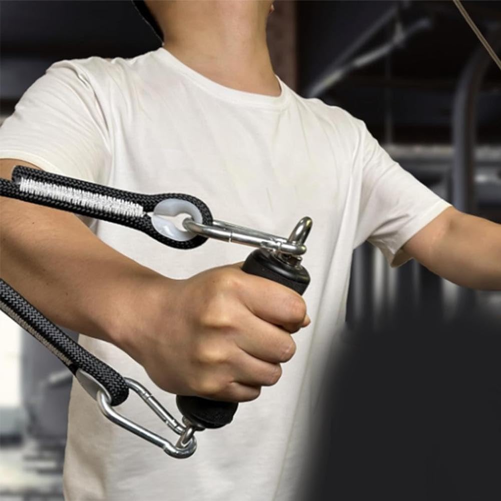 Asas de cable de gimnasio, 2 piezas de acero para tríceps, agarre suave para máquina de cable, pecho, brazos, ejercicios de espalda, color negro