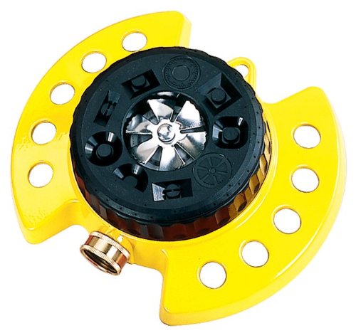 Dramm ColorStorm 9-Pattern Premium Turret Sprinkler With Heavy Duty Metal Base - Yellow