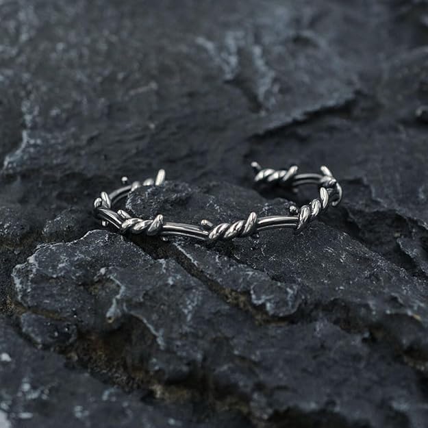 TURTLEDOVE Gothic Barbed Wire Cuff Bangle, Stainless Steel Twisted Bracelet, Adjustable Bangle Jewelry - Image 2