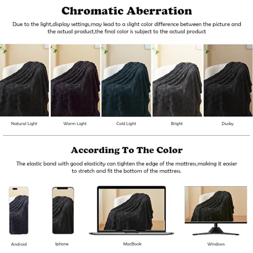 NEWCOSPLAY Super Soft Twin Blanket Black Premium Silky Flannel Fleece 3D Checkered Lightweight Bed Blanket All Season Use (Black Checkered, Twin(60"x80"))