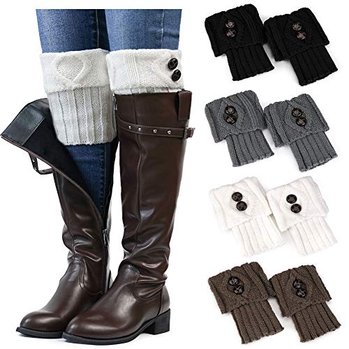 Ordenado 4 Pairs Womens Boot Cuffs Winter Short Crochet Knit Leg Warmers Boot Socks Topper Cuffs