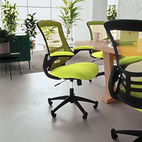 Image of Flash Furniture Kelista Office Chair, Ergonomic, Mid-Back, Green Mesh with Swivel