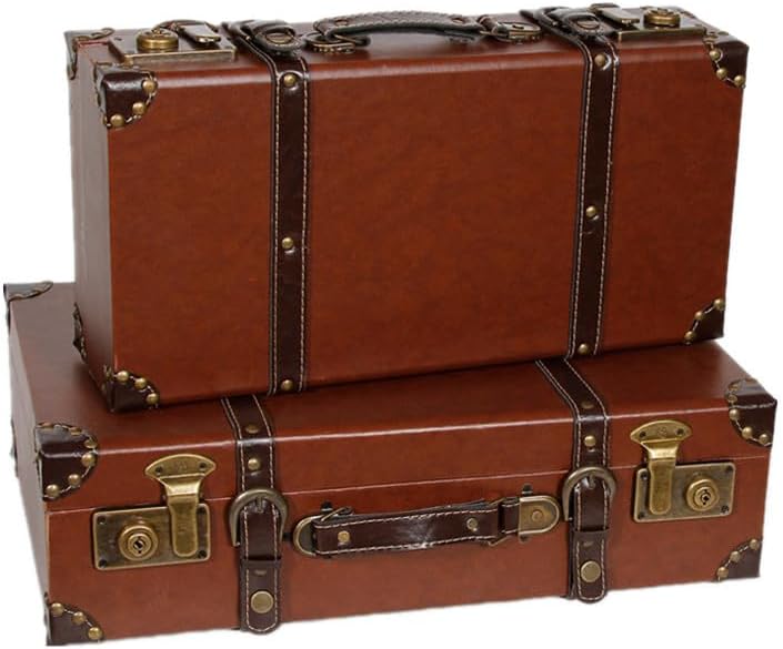 ヴィンテージスーツケースオーガナイザー 木製衣類オーガナイザー 古い革製スーツケース 旅行用撮影小道具オーガナイザー 旅行用スーツケ