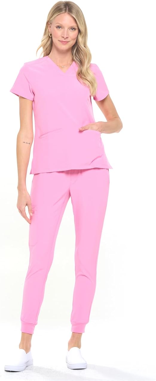 Dagacci Medical Uniform Jogger Scrubs for Women Set and Men Unisex 4-Way Stretch Scrub Sets