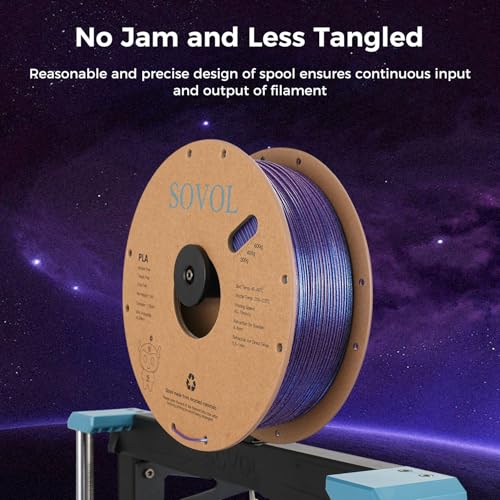 Image of Sovol Silk PLA Filament with Blue Glitter 1kg 1.75mm, Color Changeable 3D Printer Filament 2.2lbs, Chameleon Shiny PLA Material + /-0.03mm, Shimmering 3D Printing Filament, Nebula Purple