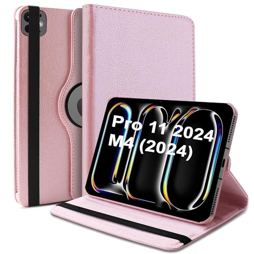 Image of TGK Rotating Case for iPad Pro 11 Inch M5 2025 /M4 2024 Model A3357 /A3358 /A3359 /A2836 /A2837 /A3006, Cover for 6th /5th Gen iPad Pro 11 inch (Rose Gold)