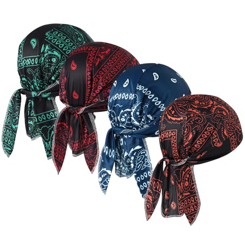 DOCILA Do Rags Skull Cap for Men Women Boho Paisley Helmet Liner Bandana Motorcycle Head Wrap Outdoor Cycling Sports Beanie