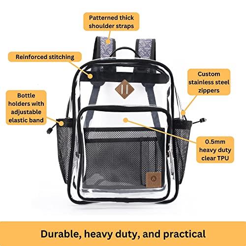 Argen Heavy Duty Clear Backpack Stadium, Clear Backpack Stadium Approved, See-Through Bags for Adults, Transparent Backpacks for Adults, TPU Bookbags medium2