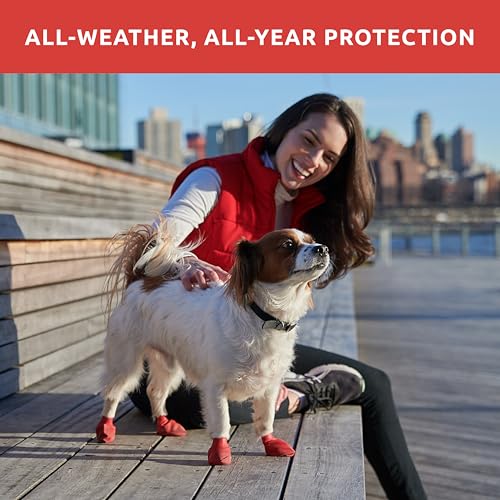 Pawz Durable All Weather Dog Boots, Red, Small