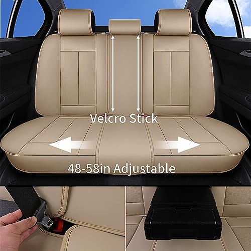 Image of Coverado Universal Seat Covers Full Set, 5 Seats Universal Seat Covers for Cars, Waterproof NAPPA Leather Car Seat Covers with Head Pillow, Auto Protectors Fit for Most Sedans SUV Pick-up Truck, Beige