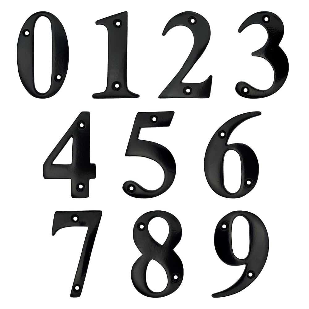 A10SHOP Doris 3-Inch Metal Letters in Solid Brass, Address Signs For Houses, Modern Mailbox Address Numbers, Address Sign For Door House Numbers For Outside (Number 1, Satin Black) 2