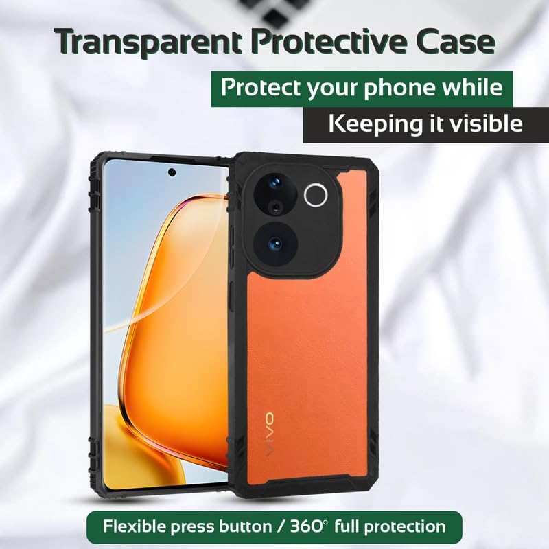 Image of AIBEX Crystal Clear Back Cover Case for Vivo T3 Pro 5G / IQOO Z9s Pro 5G | 360 Degree Protection | Shock Proof Design | Transparent Back Case for Vivo T3 Pro 5G / IQOO Z9s Pro 5G (PC & TPU,Bumper)