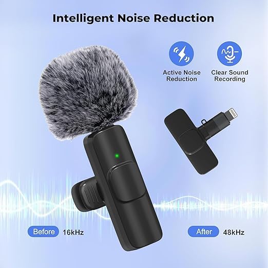 Image of K9 Wireless Lavalier Microphone for iPhone & Android | Plug & Play Dual Mic with Noise Cancellation, 360 Sound Pickup | Perfect for YouTube, Vlogging, Interviews, Reels (K9-MIC)