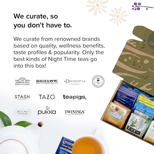Sippingly Night Time Tea Sampler – 40 Herbal Teas – 10 Flavors from Top Brands – Chamomile, Lavender, Passionflower – Perfect Relaxation & Sleep Support – Ideal Wellness Gift – Kosher, Gluten-Free - Image 6