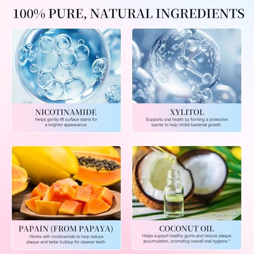 Image of Niacinamide Whitening Toothpaste, 2 Pack Intensive Stain Removal Toothpaste for Yellow Teeth, Gum Care, Fresh Mint & Peach Breath, Tartar Control, Deep Clean for Men and Women, 3.5oz