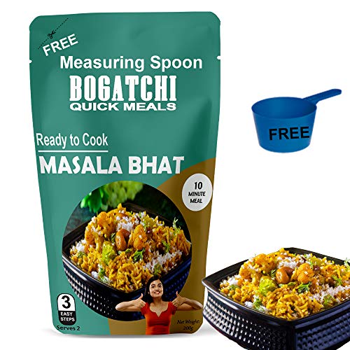 Image of BOGATCHI Quick Meals - Ready to Cook Authentic Masala BHAT - 200 g , Ready to Eat Meal and Tasty Instant Meal, 100% Natural Ingredients, No Preservatives, No Artificial Flavours & Colours