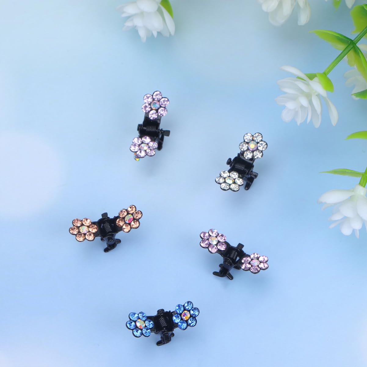 FRCOLOR 180stücke Teiliges Mini Haarklammern Für Mädchen Rhinestone Blumen Haarclips Aus Leichtem Legierungsmaterial Weiß Violett Und Himmelblau Praktisches Haaraccessoire Für