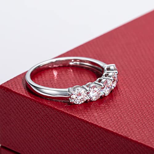 CADYNO 14K White Gold/Yellow Gold Half Eternity Ring, 0.7-1.5 CTTW Moissanite Lab Grown Created Diamond, D Color and VVS, Solid Real Gold Wedding Ring for Women4