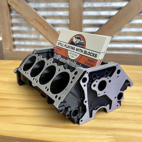 Sands3D Small Block Chevy Business Card Holder Organizer, Mechanic Gift For Men, Car Stuff, Car Accessories For Men, Business Card Holder Desk, Mini V8 Engine, V8 Engine Model Kit, Car Engine, Mini