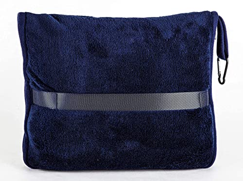 Premium Travel Blanket Pillow Set - 2 Pack with Luggage Belt - Dark Green/Navy Blue