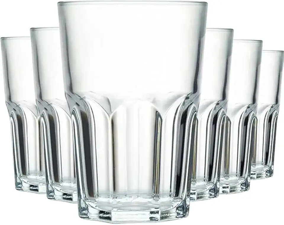 Kit de Copos de Vidro Sydney 350ml – Jogo com 6 ou 12 Peças, Design Robusto e Elegante, Vidro Reforçado 4mm para Drinks, Sucos e Whisky