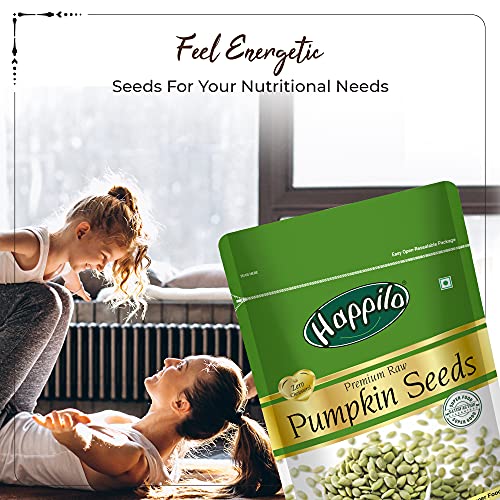 Image of Happilo Premium Raw Pumpkin Seeds 200g, Rich in Protein, Dietary Fibre, Magnesium & Phosphorus, Raw & Unroasted Pumpkin Seeds, Source of Iron & Zinc, Energy Boost (Pack of 3)