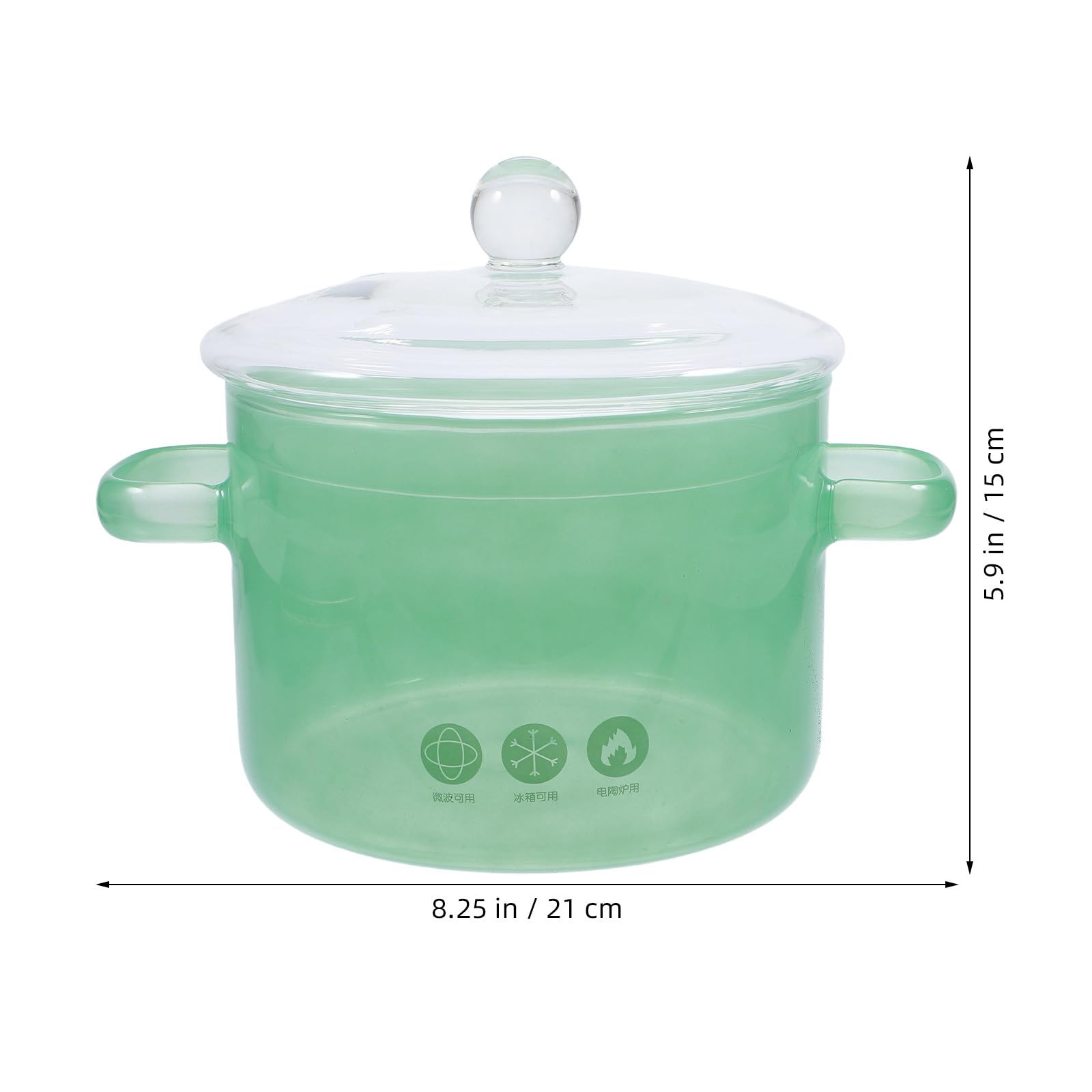 Olla de Vidrio para Pasta de 1500ml con Doble Asa Verde