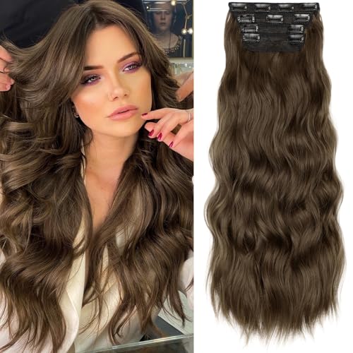Image of KooKaStyle Wavy Thick Clip in Hair Extensions 24 inch Chestnut Brown
