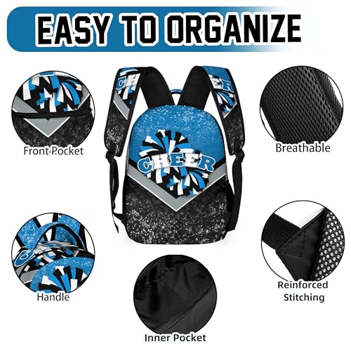 Cheer Backpacks for Cheerleaders, Cheerleading Backpack 16.5in, Cheerleader Gifts for Team (Blue&Black)2