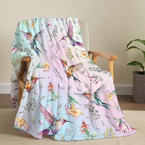 Plaid polaire colibri doux couverture lit sofa décoration fille