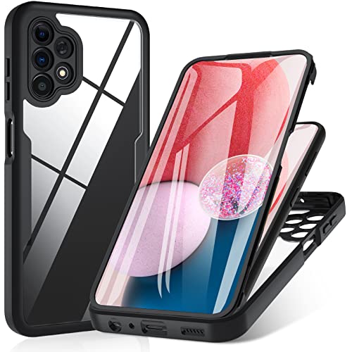 Hensinple pour Coque Samsung Galaxy A13 4G Coque Samsung A13 360 Integrale Antichoc avec Protection écranDouble Face ProtectionTransparent Bumper Housse Samsung Galaxy A13 4G -Noir Cover